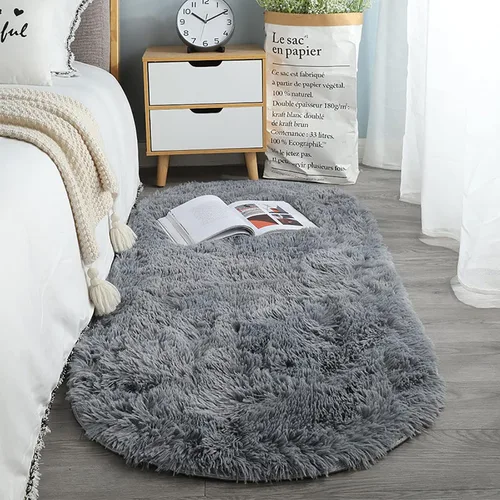 Vista 8 de ZZenSmot Alfombra ovalada y esponjosa, alfombra de noche de felpa suave, color liso, para dormitorio, sala de estar, color rosa, 63 x 24 pulgadas