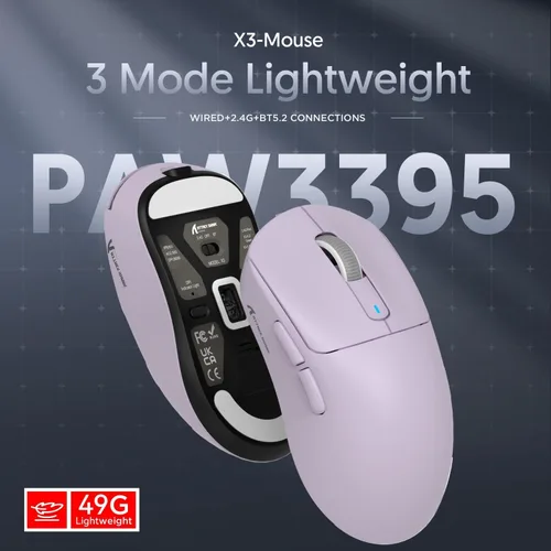 Vista 6 de ATTACK SHARK X3 - Mouse inalámbrico para juegos, mouse ergonómico de computadora de 1.49 onzas, sensor óptico PAW3395 de 26K DPI, batería de 200