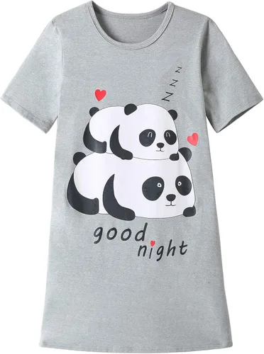 Vista 15 de Hupohoi Bata de dormir de manga corta para niñas grandes con lindos gatos, diseño de día perezoso, pijama Gato negro