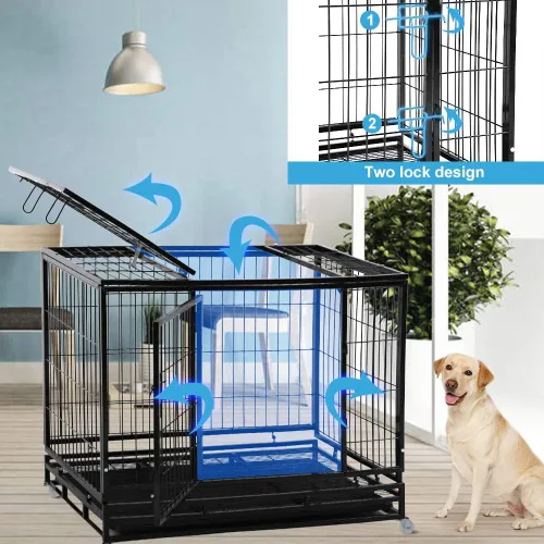 Vista 3 de Jaula para perros, de metal resistente y resistente, de 48/36 pulgadas, valla grande para perros para entrenamiento, cerca para perros en interiores