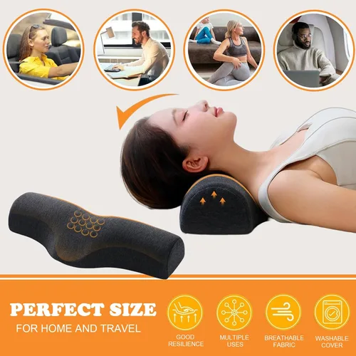 Vista 6 de Almohada cervical para aliviar el dolor de cuello, almohada de espuma viscoelástica para apoyo de refuerzo y relajación de hombros, dispositivos