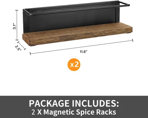 Vista 2 de Paquete de 2 Organizador de Especiero Magnético Fuerte para Refrigerador y Horno de Microondas, Estante de Metal para Refrigerador, Ahorrador