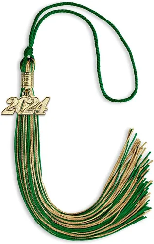 Vista 287 de Endea Graduation - Borla de doble color mixto con fecha dorada (negro/dorado antiguo, 2021)