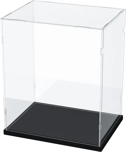 Vista 9 de Vitrina de acrílico transparente para coleccionables, caja de exhibición de acrílico con base, escaparate organizador de protección a prueba