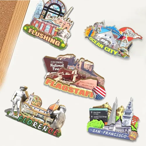 Vista 4 de Imán de bandera de Estados Unidos para nevera, de madera, 3D, monumentos, viajes, coleccionables, recuerdos, decoración hecha a mano