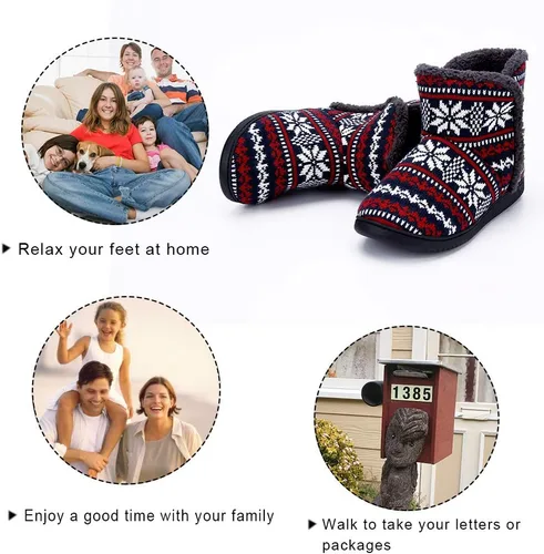 Vista 7 de mujeres felpa polar botín zapatillas invierno espuma memoria interior zapatillas mujeres al aire libre botas zapatos