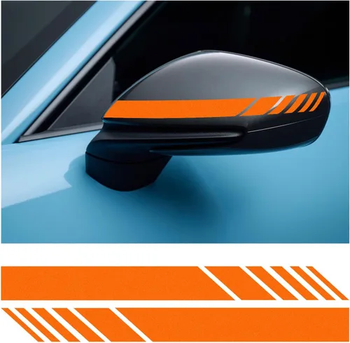 Vista 8 de Dickno 2 piezas de adhesivos para espejo retrovisor de coche, 14 cm × 1,4 cm Adhesivos impermeables para espejo lateral de auto, tiras