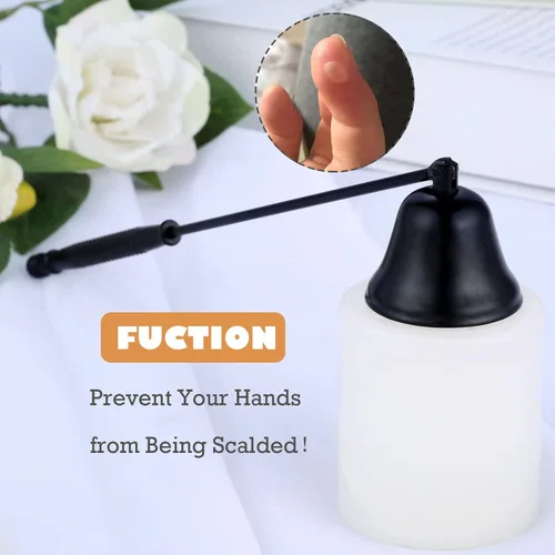Vista 3 de MUXSAM Snuffer de velas con mango largo, accesorio para velas, 1 unidad de acero inoxidable para apagar velas de forma segura (negro)