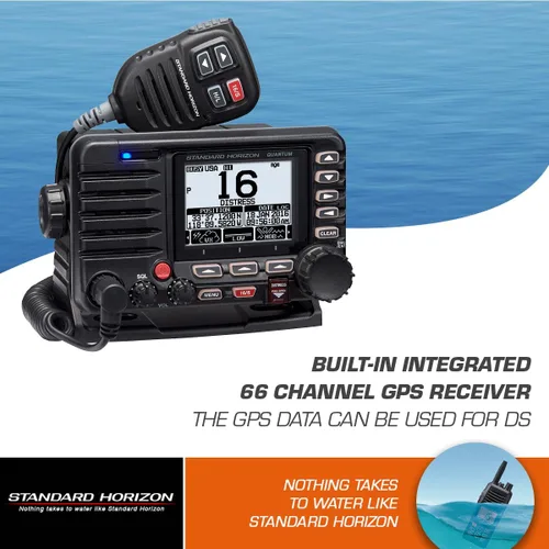Vista 5 de Standard Horizon Quantum GX6000 VHF de montaje fijo de grado comercial de 25 W con NMEA 2000, receptor AIS integrado y micrófono de altavoz
