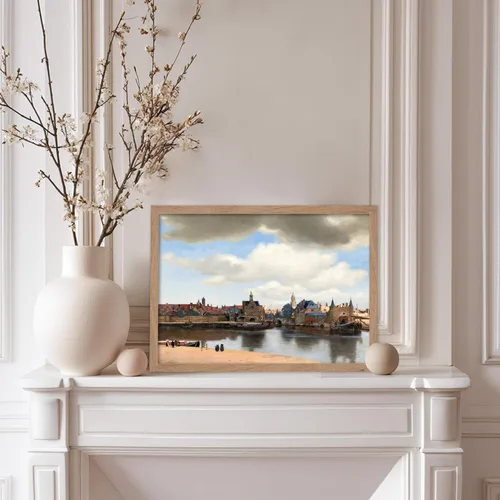 Vista 5 de Poster Master Póster vintage Johannes Vermeer – Impresión de pintura de vista retro de Delft – Vista del arte de Delft – Regalo para hombres