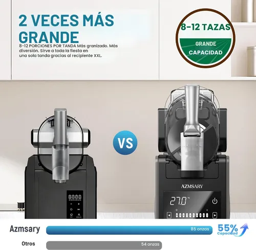 Vista 4 de Slushie Machine Eismaschine & Slushie Maschine für Zuhause, con pantalla LED, 6 programas de venta para Eiscreme Frappés Milchakes