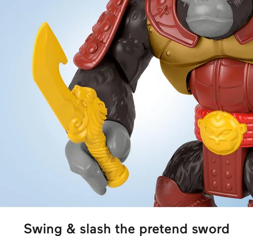 Vista 5 de Fisher-Price Imaginext Juguete preescolar Silverback Gorilla Smash figura de 8 pulgadas con acción de perforación y accesorios