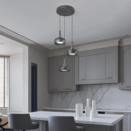 Vista 4 de Modernas lámparas colgantes negras para isla de cocina, mini cúpula, lámpara colgante para dormitorio, sala de estar, comedor, bar (3 luces)