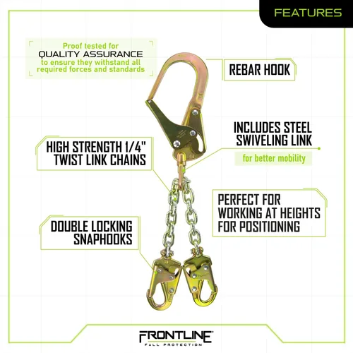 Vista 7 de Frontline PSSW2R - Conjunto de cadena de posicionamiento de barras de refuerzo con giro Duradero, resistente y de alta resistencia Cadenas