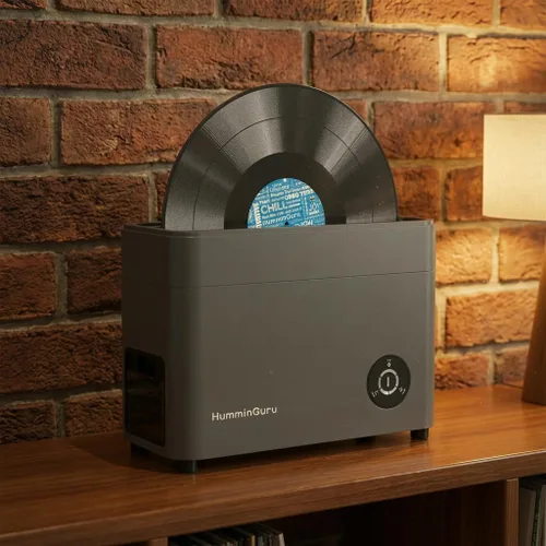 Vista 9 de HumminGuru Limpiador de discos de vinilo ultrasónico - Máquina de limpieza de discos de vinilo ultrasónico de 40kHz con secado automático, Kit