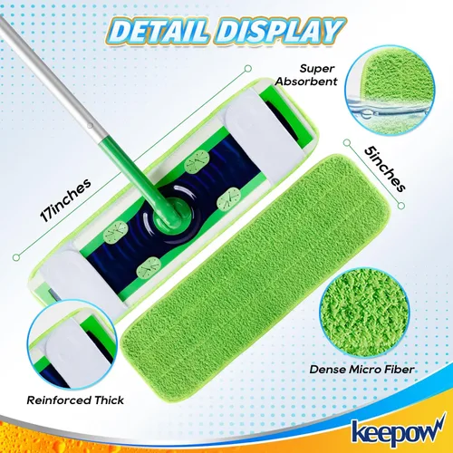 Vista 3 de KEEPOW Almohadillas de microfibra para trapeadores Swiffer XL, reutilizables, para mopa húmeda y seca, compatibles con Swiffer Sweeper XL, repuesto