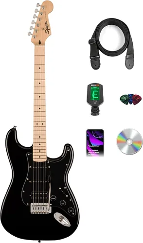 Vista 15 de Fender Squier Sonic Stratocaster HSS - Paquete negro con amplificador Frontman 10G, afinador, correa, cable, púas y DVD de guitarra Austin Bazaar