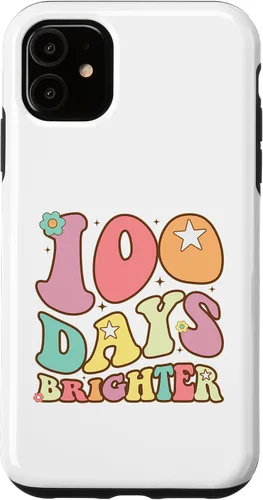 Vista 8 de 100 Days Brighter Happy 100th Day of School Groovy Kids Girl Case for iPhone XR