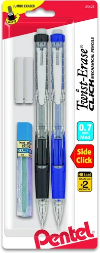 Vista 11 de Lápiz automático Pentel Twist Erase Click con 2 borradores de repuesto y minas, 0.01 pulgadas, barriles surtidos, Variados