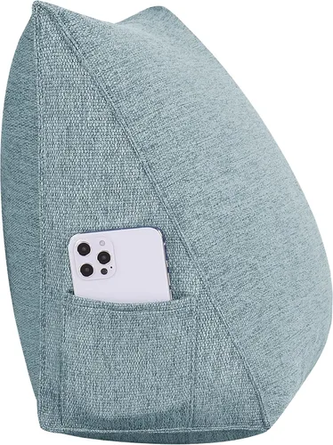 Vista 4 de Almohada pequeña de cuña para cabecero, almohada de lectura para sentarse en la cama, respaldo de adulto, almohada triangular de refuerzo para sofá