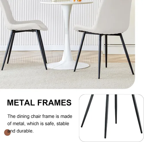 Vista 3 de Juego de 4 sillas de comedor con respaldo acolchado y patas de metal, juegos de mesa y sillas para cocina, restaurante, oficina, asientos de Negro