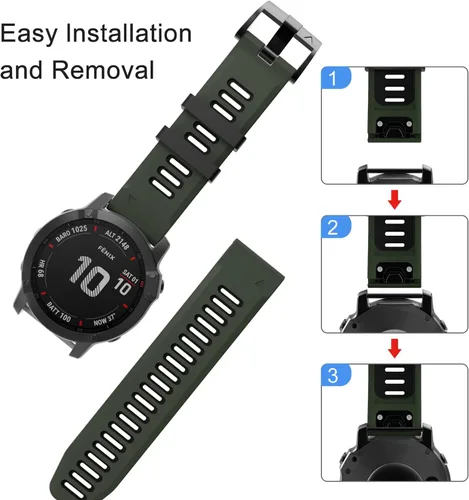 Vista 5 de OVERSTEP Correa de reloj compatible con Garmin Fenix 6, correa de repuesto de ajuste rápido de 0.866 pulgadas para reloj inteligente Fenix 6