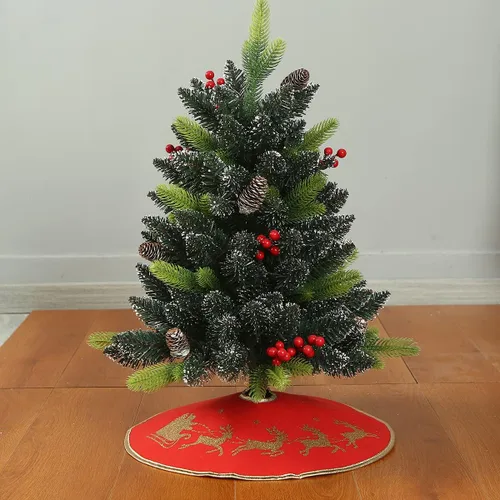 Vista 9 de Sattiyrch Falda pequeña para árbol de Navidad de 18 pulgadas, falda de árbol de Navidad rosa de piel sintética para mesa pequeña