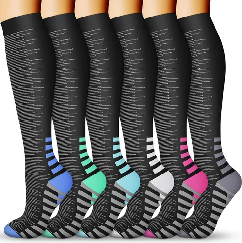 Vista 25 de Calcetines de compresión para mujeres y hombres 15-20 mmHg, mejores para uso médico, enfermería, para correr, atletismo, varices, viajes