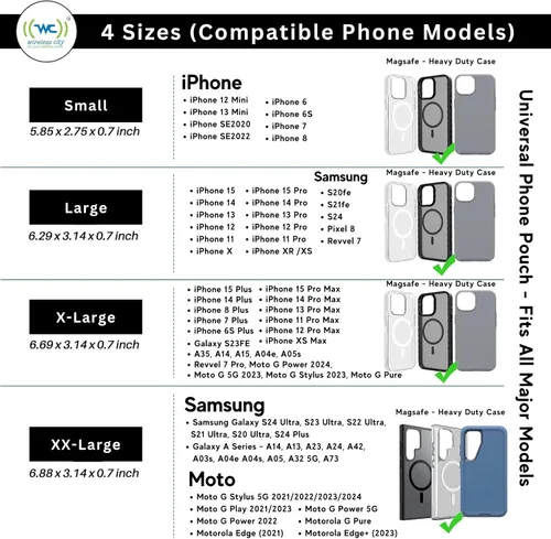 Vista 5 de Wireless City Funda horizontal de nailon resistente para teléfono con clip y bucle para cinturón, compatible con iPhone 13 Mini, 12 Mini, SE, XS, X
