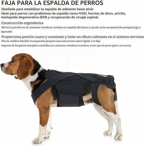 Vista 2 de Soporte de espalda para perro, chaleco de apoyo para la espalda de mascotas para perros salchicha, corgis y otros perros, artritis IVDD, hernia
