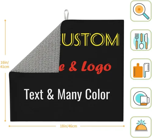 Vista 3 de Tapete de secado de platos personalizado para encimera de cocina, tapete de platos personalizado con tu propia foto/logotipo/texto, 18 x 16