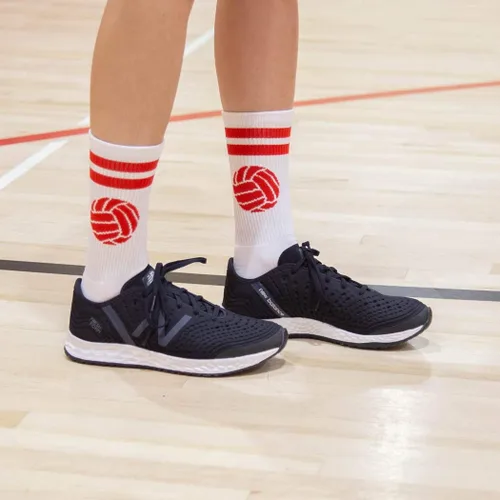 Vista 5 de ChalkTalkSPORTS Calcetines de voleibol de alto rendimiento Pelota clásica Jóvenes y adultos Varios colores Calcetines de voleibol a media