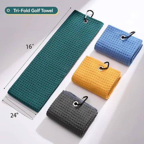 Vista 6 de Mile High Life Toalla de golf premium de tejido de gofre, 16 x 24 pulgadas, extra absorbente y de secado rápido, microfibra ultrasuave, clip
