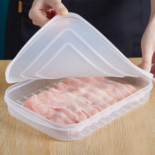 Vista 6 de Kichvoe Bacon Keeper - Recipientes de plástico para almacenamiento de alimentos con tapas, contenedor de preparación de comidas para refrigeradores
