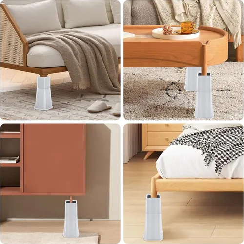 Vista 4 de Elevadores de cama ajustables para muebles, resistentes de 4, 8 o 12 pulgadas, soportes de elevación antideslizantes para camas, sofás, diseño