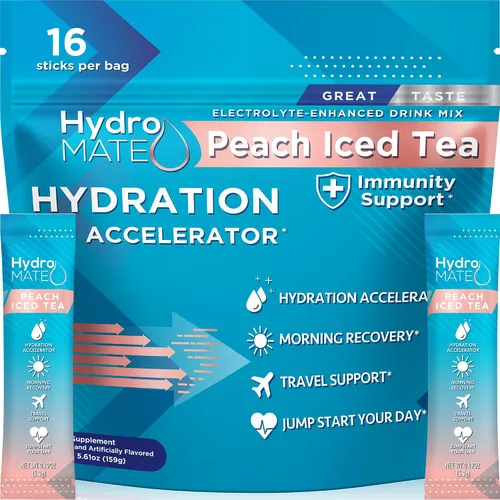 Vista 8 de HydroMATE - Paquetes de hidratación con electrolitos en polvo para frutas, con bajo contenido de azúcar, 30