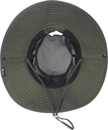 Vista 4 de Sombrero de cola de caballo para mujer, ala ancha, protección UV, malla para playa, pesca, jardinería