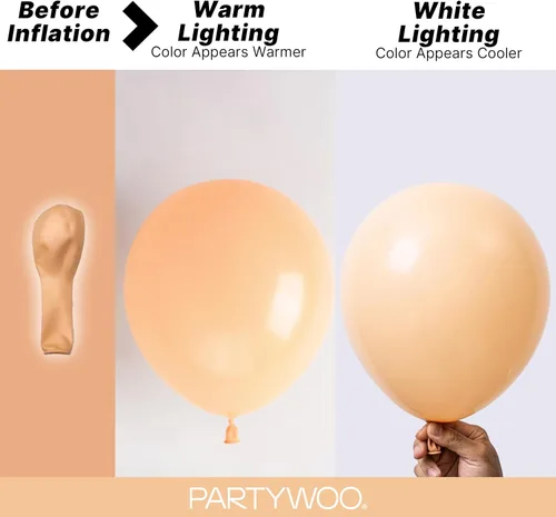 Vista 3 de PartyWoo - Globos nude de 140 piezas en diferentes tamaños de 18, 12, 10, 5 pulgadas, kit de arco de globos de color neutro y melocotón estilo boho