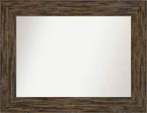 Vista 21 de Amanti Art Espejo personalizado, espejo de baño marrón Fencepost, espejo de pared o espejo de tocador de baño sobre el fregadero (27 x 27 pulgadas)