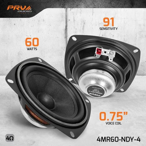 Vista 2 de PRV Audio Altavoz de neodimio de rango completo de 4 pulgadas 4MR60-NDY-4 PRO Audio de rango medio - 60 vatios, 4 ohmios - Controlador compacto