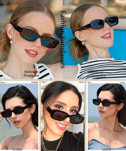 Vista 3 de Dollger Lentes de sol rectangulares para mujeres y hombres, de moda, retro, a la moda, protección UV 400, cuadrado Fram