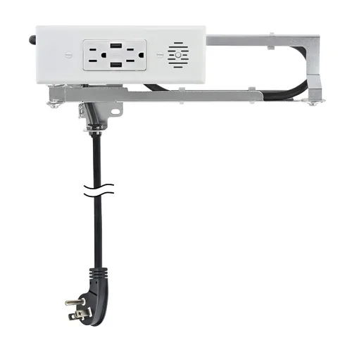 Vista 9 de Docking Drawer Toma de corriente con cuchilla en el cajón, apagado de seguridad integrado, (2) USB-A y (2) 15 amperios de CA, negro