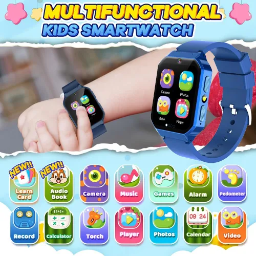 Vista 2 de Reloj inteligente para niños de 6 a 12 años, juguetes con 26 juegos, reproductor de música, pantalla táctil HD de 1.69 pulgadas, cámara de video