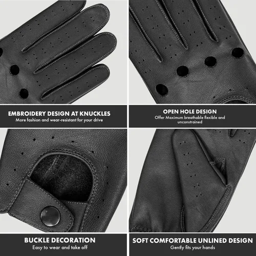 Vista 5 de M&H Since 1978 Guantes de conducción para hombre - Guantes de cuero para hombre - Guantes de conducción de automóviles - Guantes de conducción