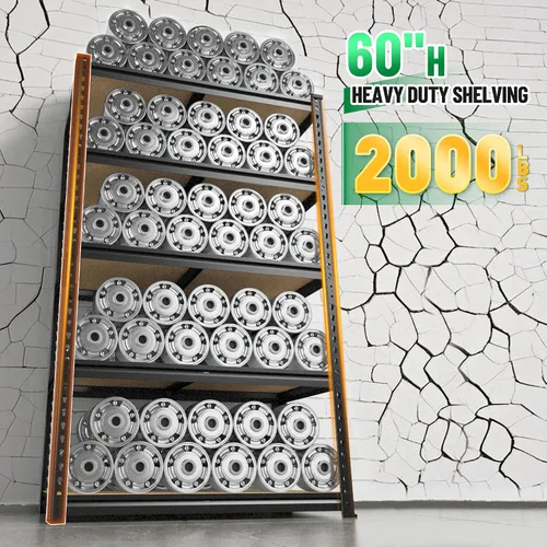 Vista 4 de Bepatio Estantes de almacenamiento de 2000 libras, estantería de metal resistente, estantes de despensa ajustables para cocina, almacén, sótano