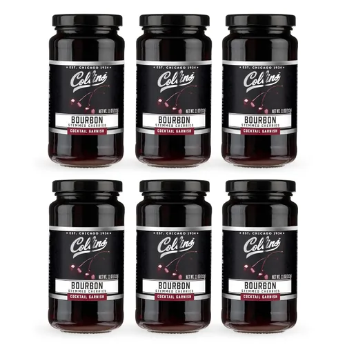 Vista 15 de Collins Bourbon Cocktail Cherries - Aderezo para bebidas para cócteles Manhattan o Old Fashioned y postres, hecho con whisky galardonado, frasco