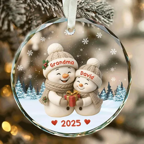 Vista 2 de DILYPOD Adorno Personalizado de Muñeco de Nieve de Abuela, Adorno Personalizado de Nana o Mimi con Nombres de Nietos, Regalos de Navidad