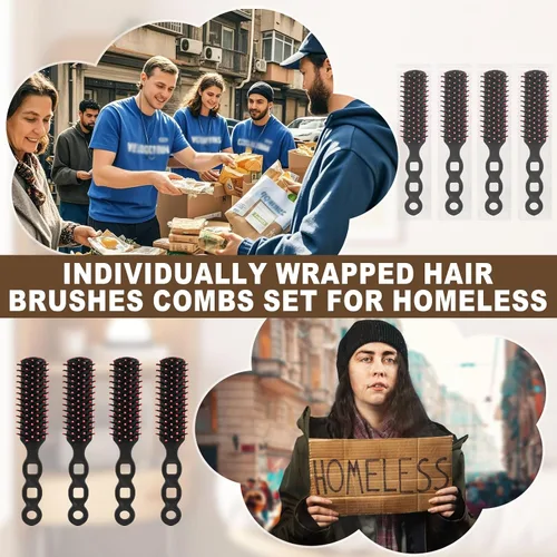 Vista 5 de Cepillos de pelo a granel para personas sin hogar envueltos individualmente, cepillo de pelo a granel, cepillo de pelo para cabello rizado, adecuado