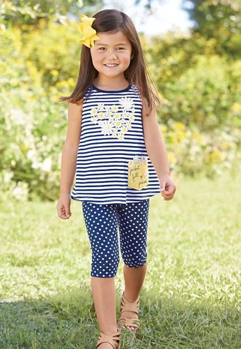 Vista 3 de Mud Pie - Conjunto de pantalones de dos piezas para bebé niña sin mangas, cangrejo náutico