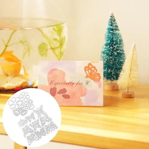 Vista 8 de 17 troqueles de corte de plantilla en relieve, hojas de mariposa y flores de AIFUDA para manualidades, álbumes de recortes, marco de fotos, álbum